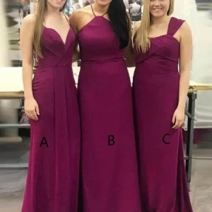 Rödbrun Bourgogne Långa Missmatchade brudtärnklänningar robes de demoiselle d'honneur GDC1021