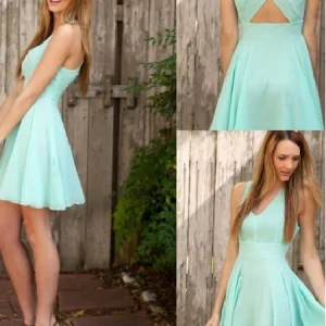 Mint Sommar Korta Brudtärnklänningar Robe De Demoiselle D'Honneur Courte