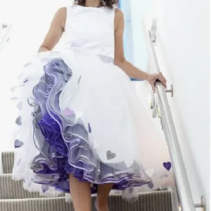 Modest Bateau Neck Vintage Tyll 50-talsstil Retro Tea Längd Bröllopsklänning