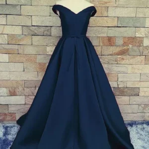 Marinblå Balklänning Balklänning Balklänning Lång Balklänning Off Shoulders 2021 Balklänning MA190