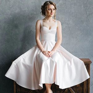 Nyankomst 1950-talsstil kort bröllopsklänning