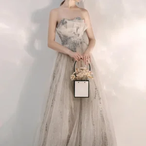 New Arrival Dusty Strapless Light Prom Dress