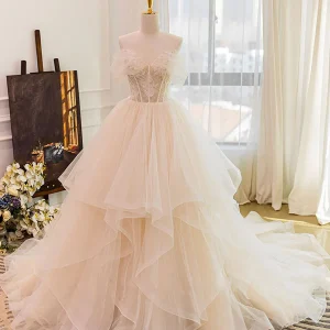 Off Shoulders Ruffles Romantisk Princess Balklänning