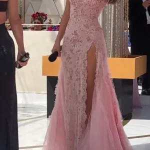 Pink Long Prom Dresses Party Evening Gowns A Line Formal