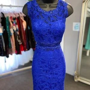 Kungsblå Spets Kort Tight Hemkomstklänning