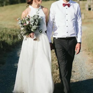 Rustik Casual Country Style Halter Crop Top Brudklänning Separerar tvådelad bröllopsklänning