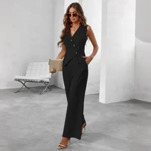 Alva | Kostymset Dam Väst Byxor Hög Midja