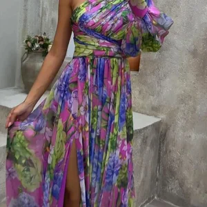 Capucine | Maxiklänning Dam Enärmad Med Slits