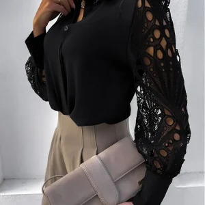 Vera | Blus Dam Spetsärm Lång Ärm