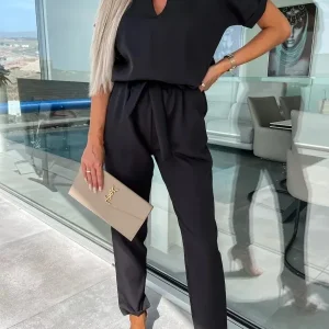 Emma | Jumpsuit Dam V-Ringning Knytbälte