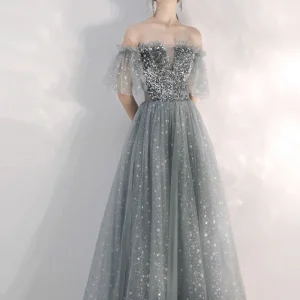 Silvergrå Sparkly Paljetter Balklänning