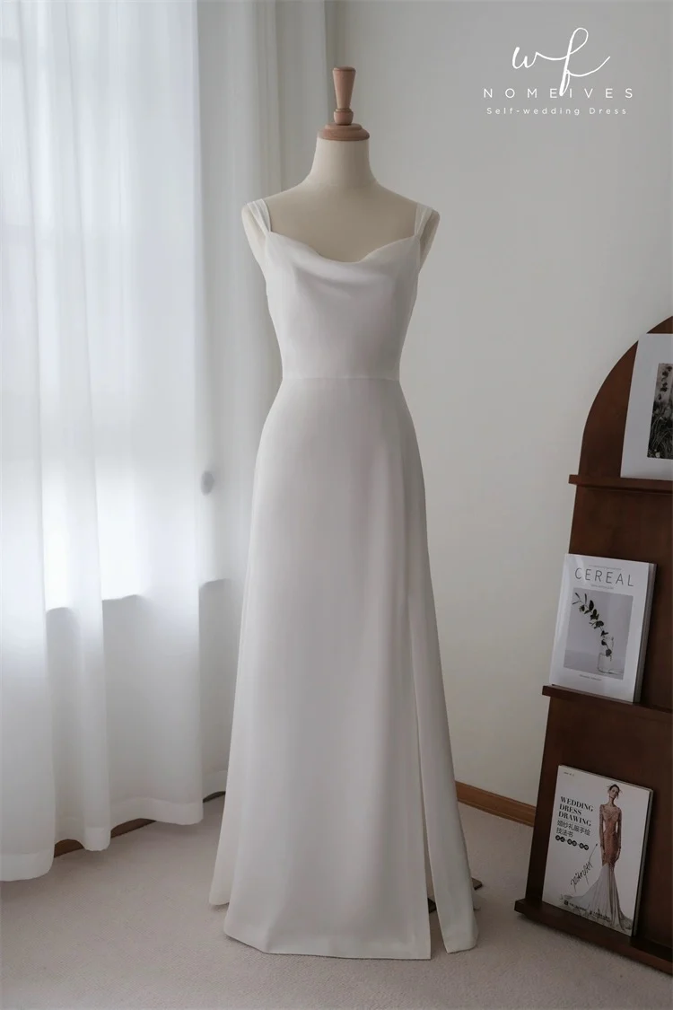 Simple Cowl Neck Slip Wedding Dress - Bild 2