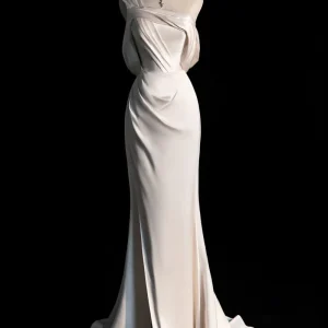 Enkel Dupion Silk Mermaid Bröllopsklänning