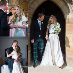 Snygg Overlapp Front Loose Crop Top Bröllopsklänning Brudklänning Separerar online