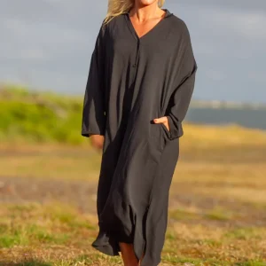 Svart Klänning Sahara Longsleeve Black Recycled-Material