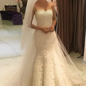Sweetheart Mermaid Spets Brudklänning Bröllopsklänning