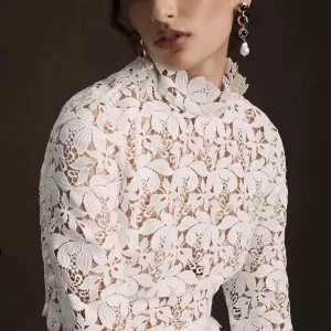 Twyla Modest High Neck Long Sleeved Lace Bridal Top