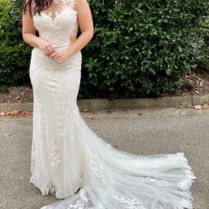 Unik bröllopsklänning för sjöjungfru i spets