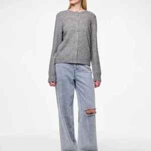 PCMALOU Knit Cardigan - Medium Grey Melange