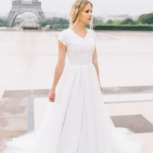 Sweetheart A-Line Wedding Dress with Wide Straps, Backless Lace and Ruffles
