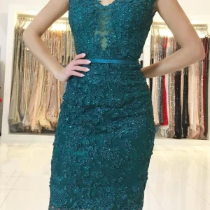 Emerald Green Lace Homecoming Dress Short Prom Formal Evening Gown