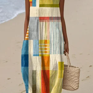 Hanna | Midiklänning Dam Mönstrad Lös