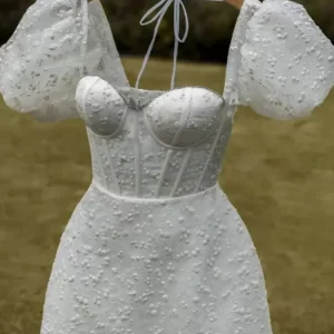 White Princess Strapless Homecoming Prom Dress Short Wedding Dresses