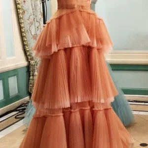 Elegant Coffee Color Sweetheart Neck Long Prom Evening Dress