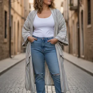 Randig Kimono Aderna Light Stripe