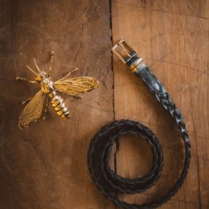 Handflätat bälte – 2cm svart