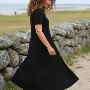 Svart Ribbad Klänning Ballerina Black