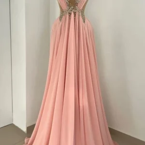 Elegant Halter Empire Beaded A-Line Long Prom Dress for Special Occasions
