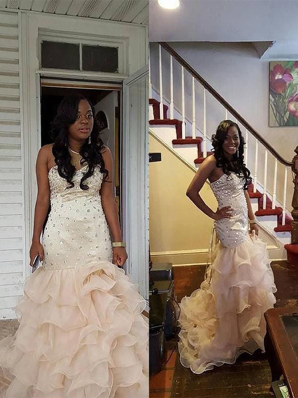 Elegant Sleeveless Sweetheart Organza Mermaid Prom Dress with Beading Detail - Bild 2